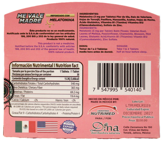 Me Vale Madre Reforzado Con Melatonina
